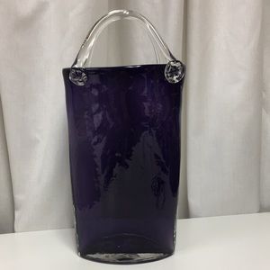 Amethyst Hand Blown Art Glass Oval Handbag Vase